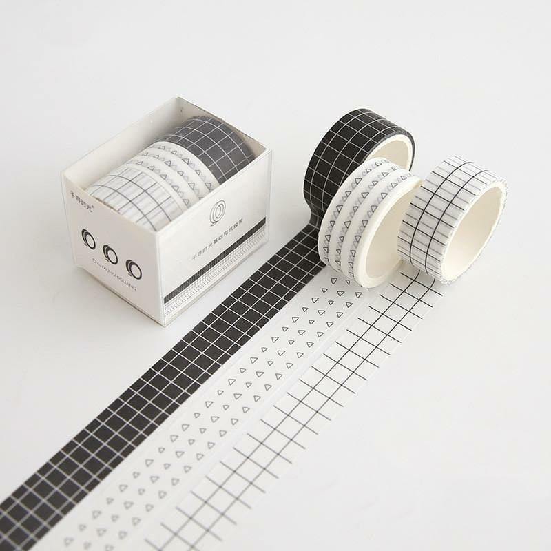 Decorative Tape - Simple Grid Washi Tape Set - Black Forest